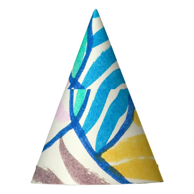Chapéu De Festa Patchwork com aquarela: estilo de pintura sujo. (Frente)