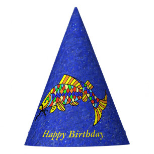 Chapéu De Festa Peixes Coloridos Brilhantes E Coloridos Espelhos E
