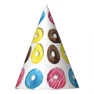 Chapéu De Festa Pequenas rosquinhas de aquarela, padrão uniforme.
