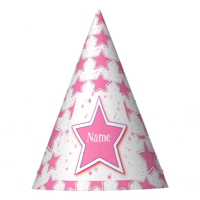 Chapéu De Festa Personalizar Com Um Nome De STAR Rosa (Frente)