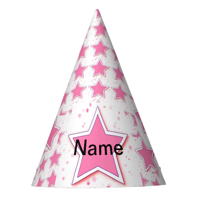 Chapéu De Festa Personalizar Com Um Nome De STAR Rosa (Frente)