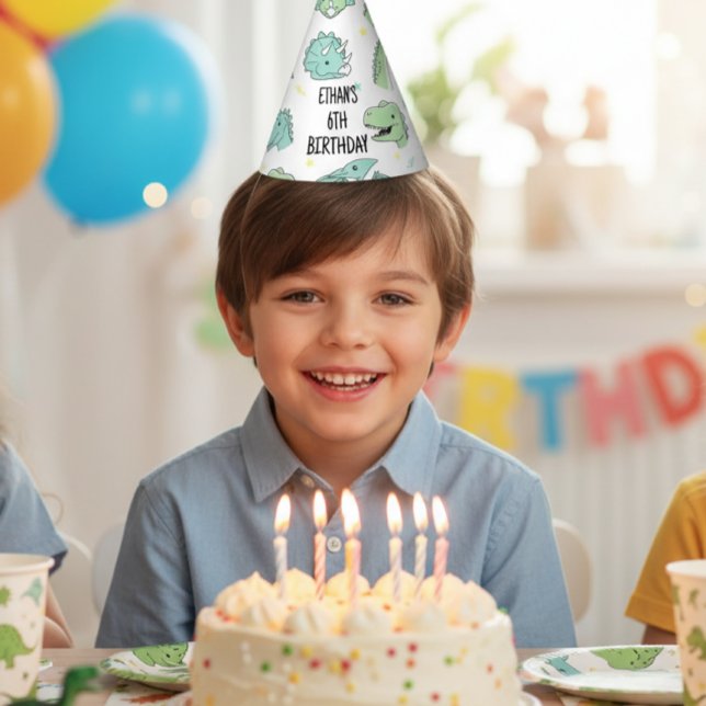 Chapéu De Festa Personalized Dinosaur Birthday Hats | Dino Party  (Criador carregado)