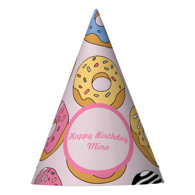 Chapéu De Festa Personalized Donut-Themed Birthday Cone (Frente)