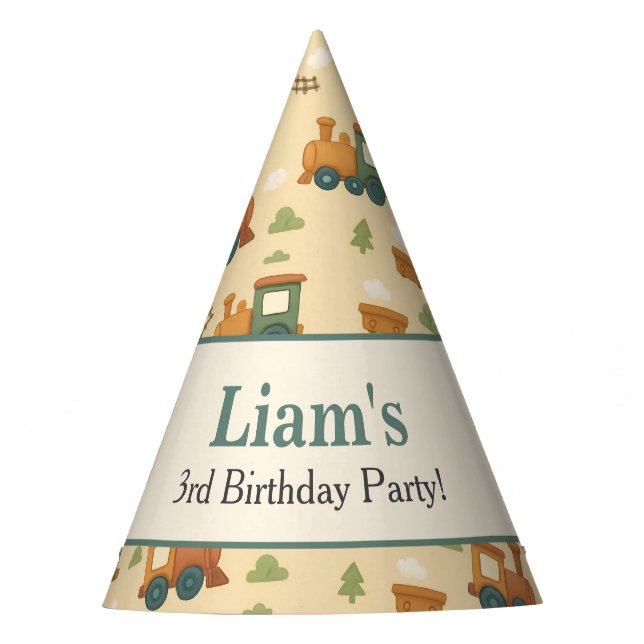 Chapéu De Festa Personalized Train Kid Birthday  (Frente)