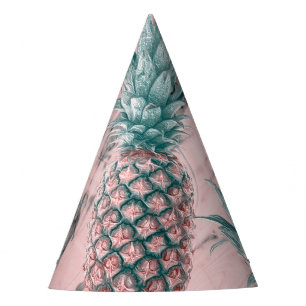 Chapéu De Festa Pineapple Pink Marble Swirl Modern Tropical Party