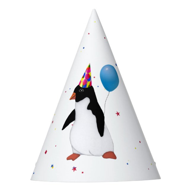 Chapéu De Festa Pinguim com balão azul (Frente)