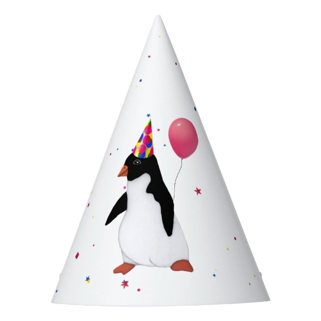 Chapéu De Festa Pinguim com balão rosa (Frente)