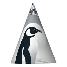 Chapéu De Festa Pinguim No Círculo Geométrico Da Cinza Padrão De P