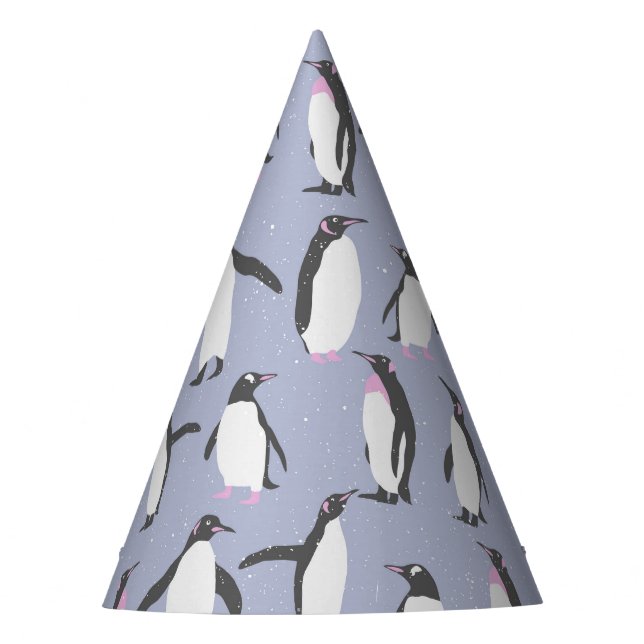 Chapéu De Festa Pinguins de inverno padrão perfeito + suas ideias (Frente)