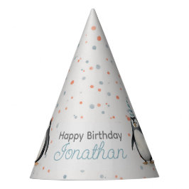 Chapéu De Festa Pinguins do Partido, aquarela, aniversário infanti