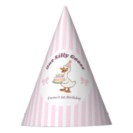 Chapéu De Festa Pink Bow One Silly Goose Girl 1st Birthday Party