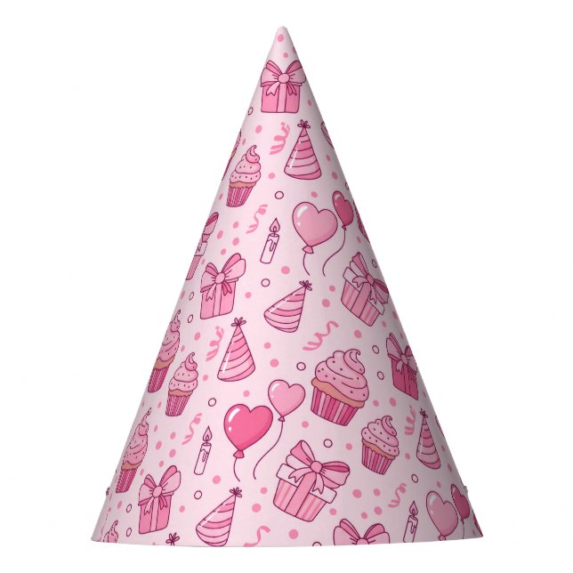Chapéu De Festa Pink Cupcakes Birthday Hat (Frente)