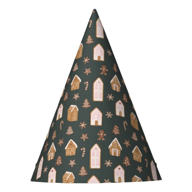 Chapéu De Festa Pink Gingerbread House Pattern Birthday (Frente)