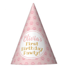 Chapéu De Festa PINK PAW PRINT Girl's Birthday paper