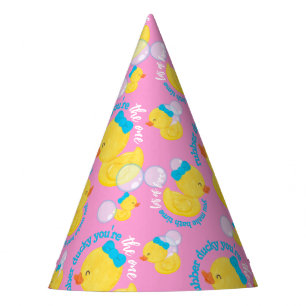 Chapéu De Festa Pink Watercolor Rubber Ducky Você é o Único
