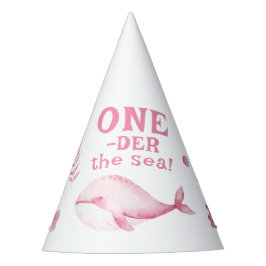 Chapéu De Festa Pink Whale Oneder The Sea 1st Birthday 