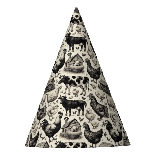 Chapéu De Festa Pintura De Animais De Exploração (Frente)