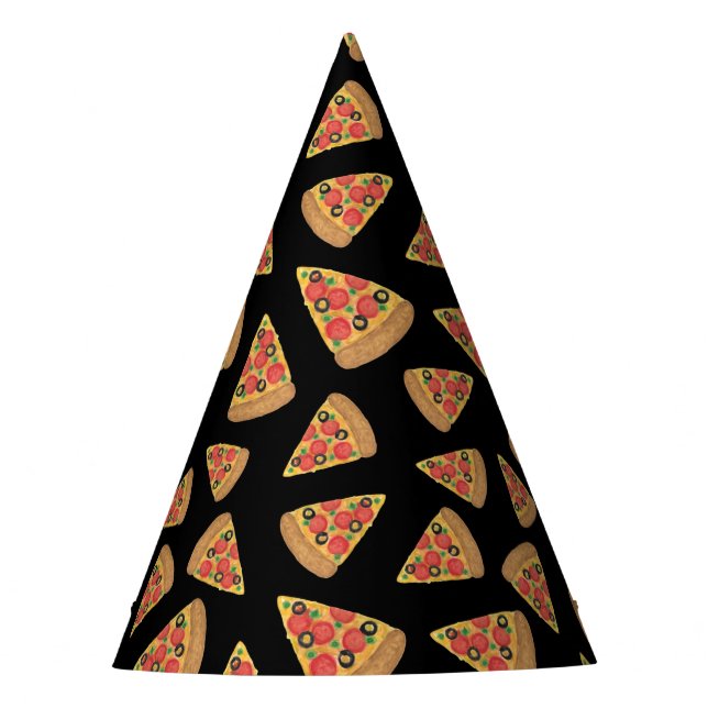 Chapéu De Festa Pizza Party Pepperoni Novelty Black (Frente)