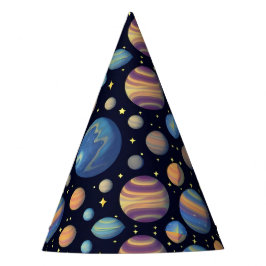Chapéu De Festa Planetas Coloridos e Estrelas no Espaço Sideral