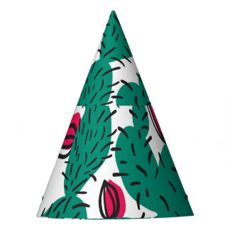 Chapéu De Festa Planta de cactus, padrão verde vintage sem costura