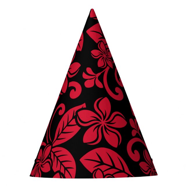 CHAPÉU DE FESTA PLUMÉRIA ISLAND (PRETO/VERMELHO) (Frente)