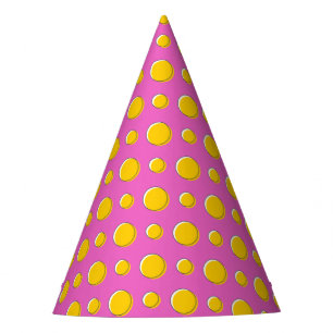 Chapéu De Festa Pontos Amarelos em Rosa
