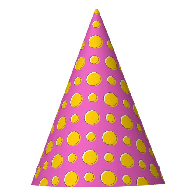 Chapéu De Festa Pontos Amarelos em Rosa (Frente)