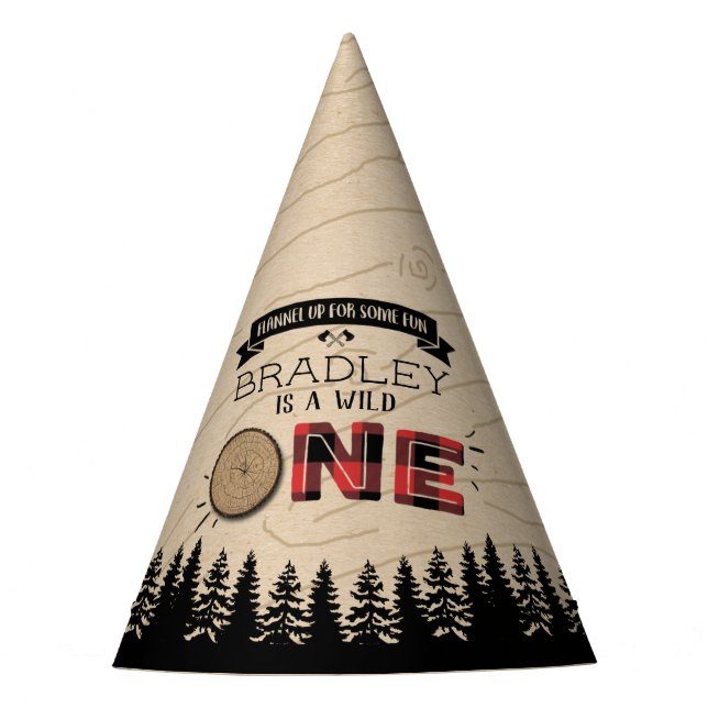 Chapéu De Festa Primeiro aniversario de Lumberjack Boys, Xadrez da (Frente)