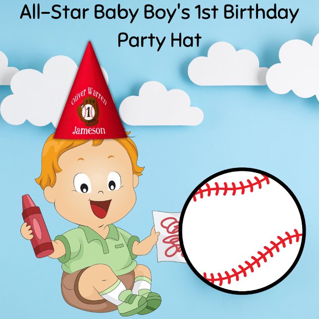 Chapéu De Festa Primeiro aniversario do All-Star Baby Boy (All-Star Baby Boy's 1st Birthday Party Hats)