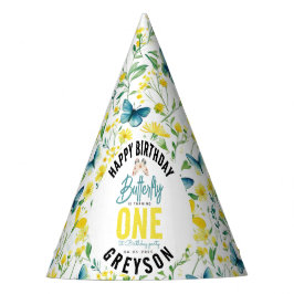 Chapéu De Festa Primeiro aniversario Floral de Borboleta Whimsic