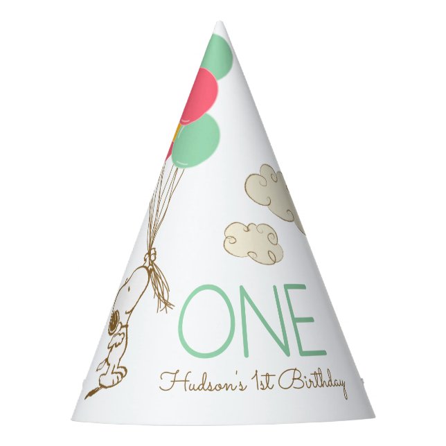 Chapéu De Festa Primeiro aniversario Snoopy e Balões (Frente)