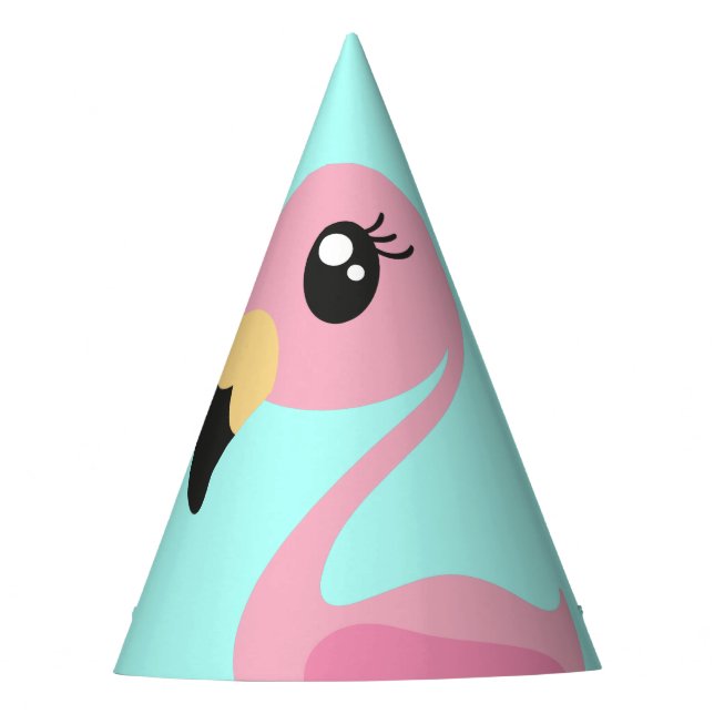 Chapéu De Festa Primeiro aniversario Tropical Rosa Flamingo Cugado (Frente)