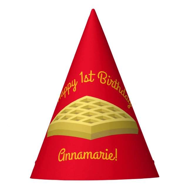 Chapéu De Festa Primeiro aniversario Waffle Cute Breakfast Brunch  (Frente)