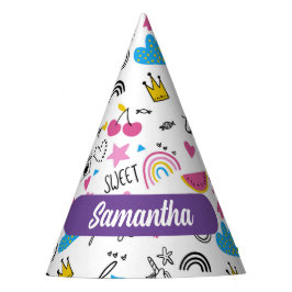 Chapéu De Festa Primeiro Nome Branco Bonito Unicórnio Padrão Arco-