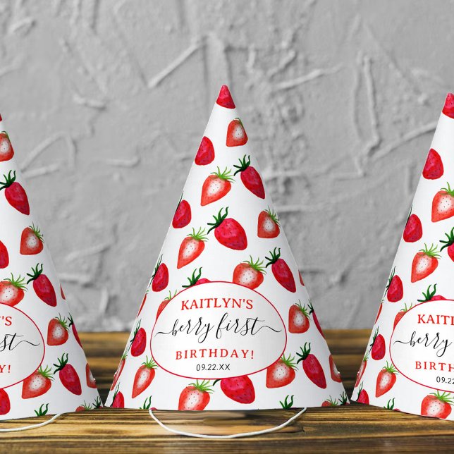 Chapéu De Festa Primeiro primeiro aniversario de morango doce (Criador carregado)
