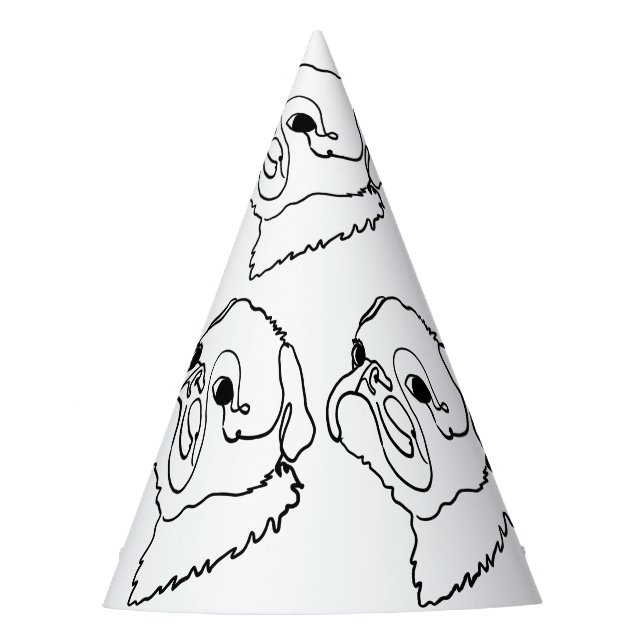 Chapéu De Festa Pug de Arte de Linha Personalizável (Frente)