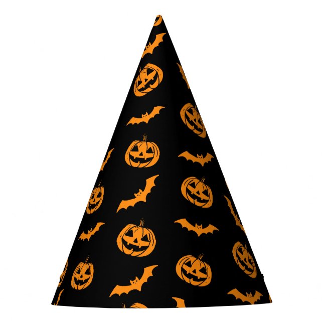 Chapéu De Festa Pumpkin Bat Trick ou Tratar Padrão Escuro (Frente)