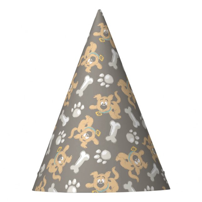Chapéu De Festa Puppy Scooby-Doo Bone & Paw Print Patterno (Frente)