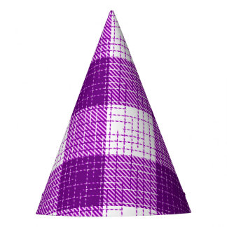 Chapéu De Festa Purple and White Bold Checkered Plaid Design