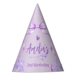 Chapéu De Festa Purple Bow Birthday Any Age