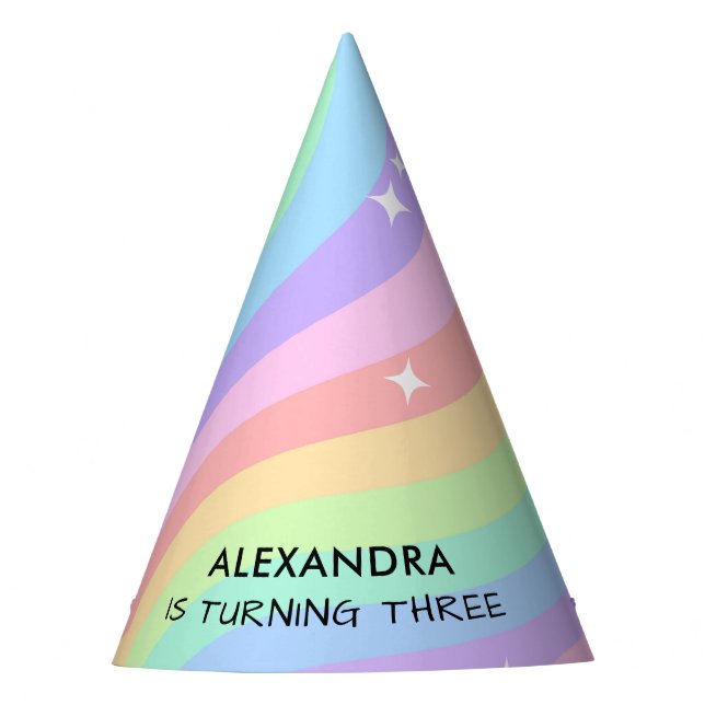 Chapéu De Festa Rainbow 3rd Birthday Colorful Third (Frente)