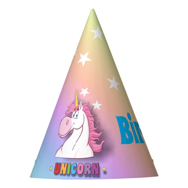 Chapéu De Festa Rainbow Unicorn Happy Birthday Party Hachat Hachat (Frente)