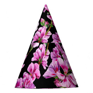 Chapéu De Festa Ramais de gerânio, bordos cor-de-água rosa.