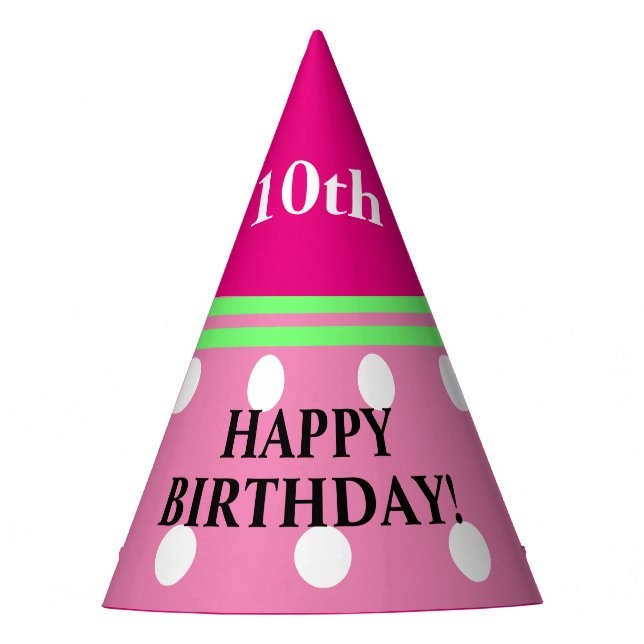 Chapéu De Festa Rapariga Diversão Noite Rosa Bolinhas Brancas (Frente)