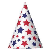 Red and Blue Stars, 4th of July, White Background