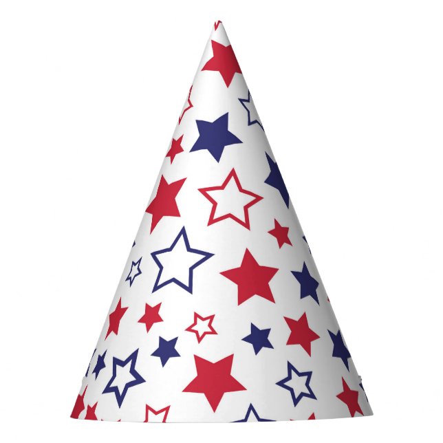 Chapéu De Festa Red and Blue Stars, 4th of July, White Background (Frente)