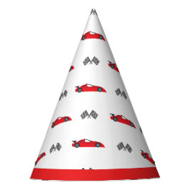 Chapéu De Festa Red Fast um retro carro de corrida bandeiras de co