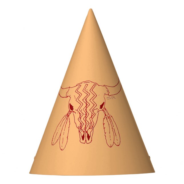 Chapéu De Festa Red Ghost Dance Buffalo linha de bronzeamento de c (Frente)