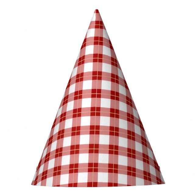Chapéu De Festa Red Gingham Birthday Paper Hats (Frente)