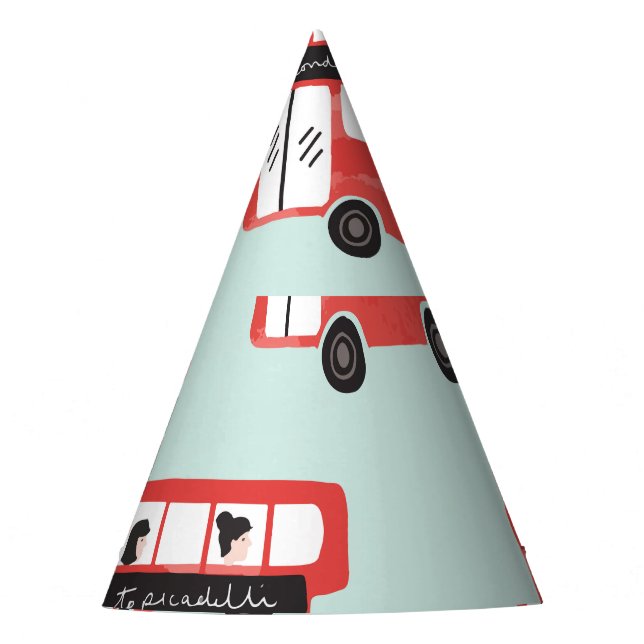 Chapéu De Festa Red London Bus Vintage Pattern (Frente)